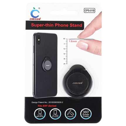 CPS-019 Universal Super-thin Phone Stand Ring Holder with Magnetic Function (Black)-garmade.com