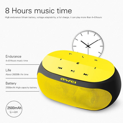 awei Y200 Wireless Bluetooth Speaker with Touch Buttons, Support Aux Line and TF Card(Yellow)-garmade.com