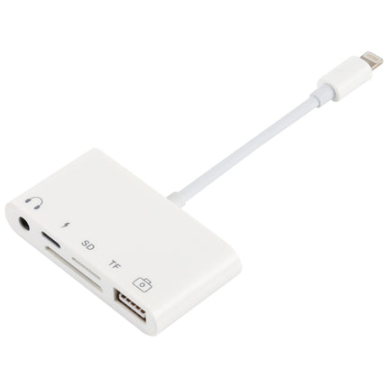 5 in 1 8 Pin to USB HUB And USB-C / Type-C And 3.5mm Earphone And SD And TF Card Reader-garmade.com