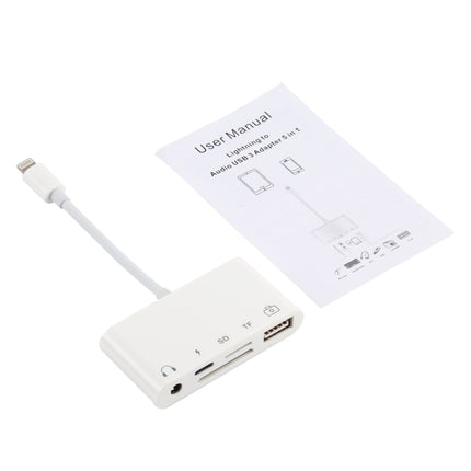 5 in 1 8 Pin to USB HUB And USB-C / Type-C And 3.5mm Earphone And SD And TF Card Reader-garmade.com