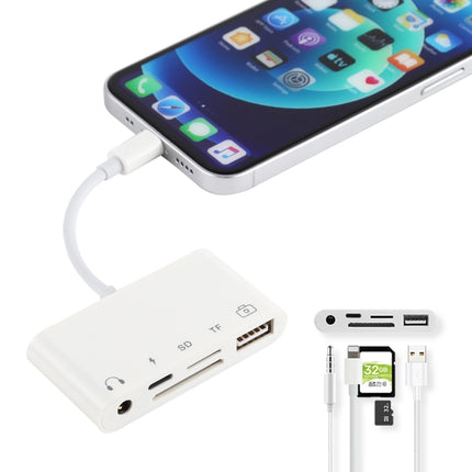 5 in 1 8 Pin to USB HUB And USB-C / Type-C And 3.5mm Earphone And SD And TF Card Reader-garmade.com
