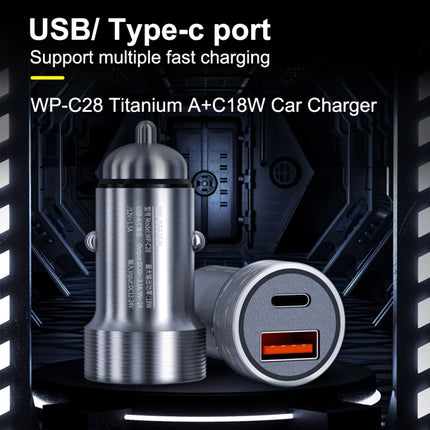 WK WP-C28 18W Titanium PD+QC3.0 Dual USB Car Charger (Blue)-garmade.com
