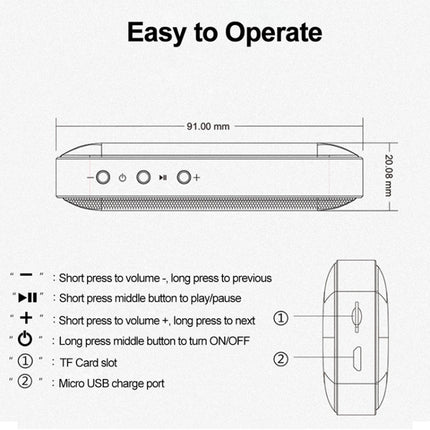 BT209 Outdoor Portable Ultra-thin Mini Wireless Bluetooth Speaker, Support TF Card & Hands-free Calling (Silver)-garmade.com