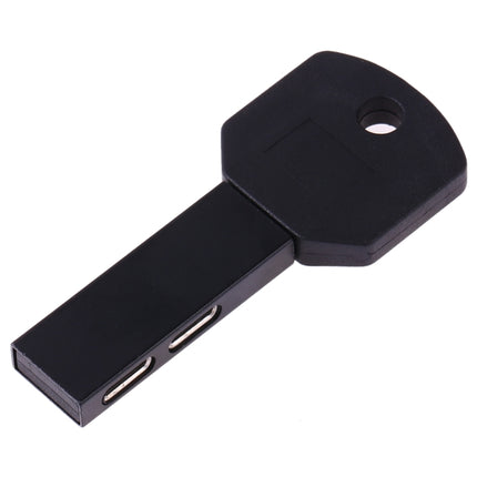 RC16 Dual 8 Pin Female to 8 Pin Male Key Shape Mini Portable Audio & Charge Adapter(Black)-garmade.com