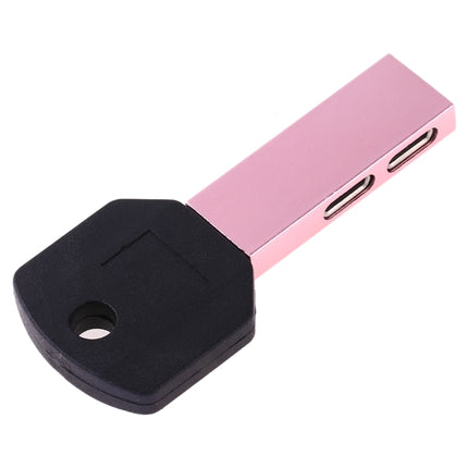RC16 Dual 8 Pin Female to 8 Pin Male Key Shape Mini Portable Audio & Charge Adapter(Pink)-garmade.com