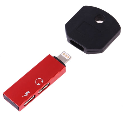 RC16 Dual 8 Pin Female to 8 Pin Male Key Shape Mini Portable Audio & Charge Adapter(Red)-garmade.com