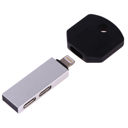 RC16 Dual 8 Pin Female to 8 Pin Male Key Shape Mini Portable Audio & Charge Adapter(White)-garmade.com