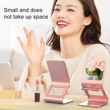 Universal Mobile Phone / Tablet PC Multifunctional Metal Desktop Stand with Makeup Mirror (Pink)-garmade.com