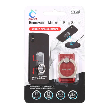 CPS-013 360 Degrees Rotate Freely Removable Magnetic Ring Stand Phone Holder, Support Wireless Charging(Red)-garmade.com