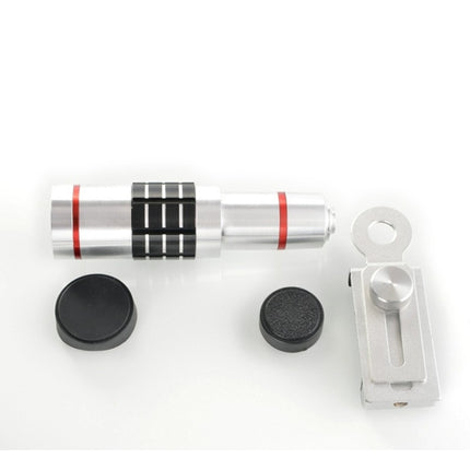 Universal 18X Magnification Lens Mobile Phone 3 in 1 Telescope + Tripod Mount + Mobile Phone Clip(Silver)-garmade.com