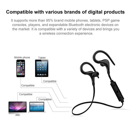 BT-1 Wireless Bluetooth In-ear Headphone Sports Headset with Microphones, for Smartphone, Built-in Bluetooth Wireless Transmission, Transmission Distance: within 10m(Blue)-garmade.com
