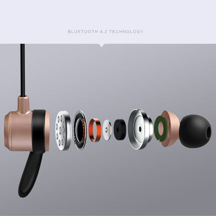 BT-KDK58 In-Ear Wire Control Sport Magnetic Suction Wireless Bluetooth Earphones with Mic, Support Handfree Call, For iPad, iPhone, Galaxy, Huawei, Xiaomi, LG, HTC and Other Smart Phones(Gold)-garmade.com