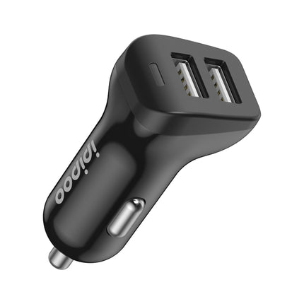 ipipoo XP-3 Dual USB Car Fast Charging Charger with Android Line(Black)-garmade.com
