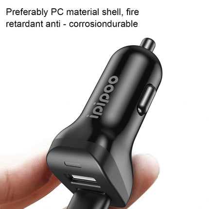 ipipoo XP-3 Dual USB Car Fast Charging Charger with Android Line(Black)-garmade.com