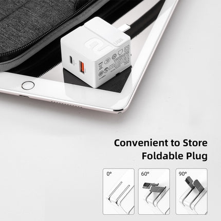 ROCK Sugar Mini Portable Dual-Port Quick Charger USB Wall Charger PD Travel Adapter, CN Plug(White)-garmade.com