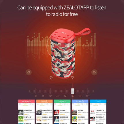 ZEALOT S35 Portable Heavy Bass Stereo Wireless Bluetooth Speaker with Built-in Mic, Support Hands-Free Call & TF Card & AUX (Red)-garmade.com