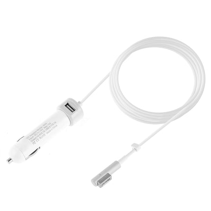 45W 5.1V 2.1A USB Interface Car Charger with 14.5V 3.1A L MagSafe Interface Data Cable(White)-garmade.com