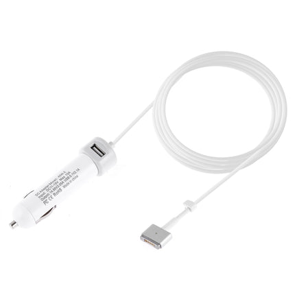 45W-2 5.1V 2.1A USB Interface Car Charger with 14.85V 3.05A T MagSafe 2 Interface Data Cable(White)-garmade.com