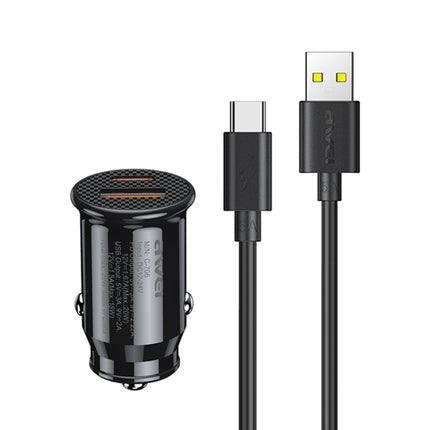 awei C-706 20W PD Type-C + QC 3.0 Type-A Car Charger with CL-110T Data Cable-garmade.com