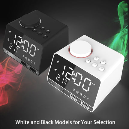K11 Creative LED Bluetooth 4.2 Speaker Alarm Clock Music Display Radio(Black)-garmade.com