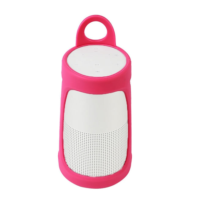 Portable Silica Gel Bluetooth Speaker Protective Case for BOSE Soundlink Revolve+ (Rose Red)-garmade.com
