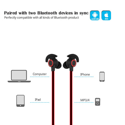 BTH-816 Wireless Bluetooth In-Ear Headphone Sports Headset with Mic, For iPhone, Galaxy, Huawei, Xiaomi, LG, HTC and Other Smart Phones, Bluetooth Distance: 10m(Red)-garmade.com