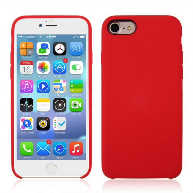 For iPhone SE 2020 & 8 & 7 Pure Color Liquid Silicone + PC Shockproof Defender Case(Red)-garmade.com