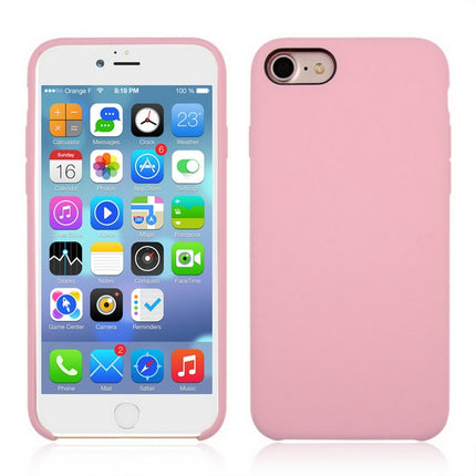 For iPhone SE 2020 & 8 & 7 Pure Color Liquid Silicone + PC Shockproof Defender Case(Pink)-garmade.com