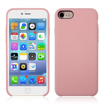 For iPhone SE 2020 & 8 & 7 Pure Color Liquid Silicone + PC Shockproof Defender Case(Light Pink)-garmade.com