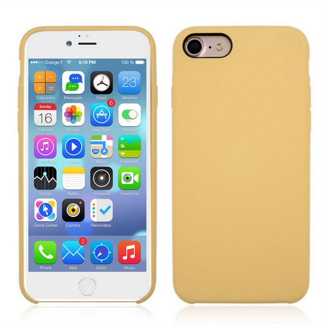 For iPhone SE 2020 & 8 & 7 Pure Color Liquid Silicone + PC Shockproof Defender Case(Yellow)-garmade.com