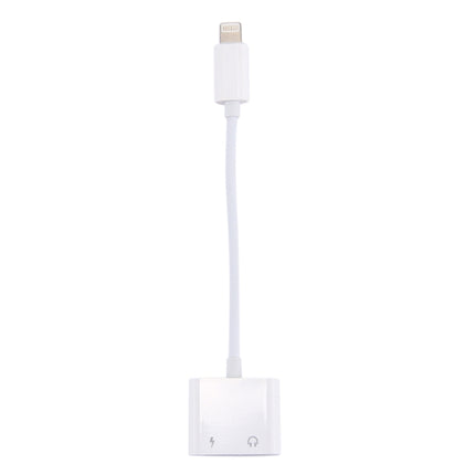 2 in 1 8 Pin Male to 8 Pin Charging + 8 Pin Audio Female Earphone Adapter with Call Function, Support IOS 10.3.1 or Above(White)-garmade.com
