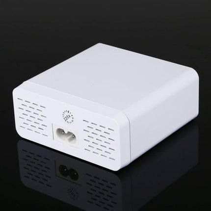 896 40W QC 3.0 6 USB Ports Fast Charger with LCD Digital Display, EU Plug(White)-garmade.com