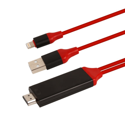 8 Pin Male to HDMI & USB Male Adapter Cable, Length: 2m(Red)-garmade.com
