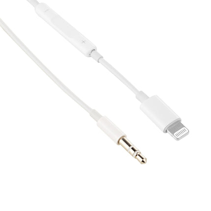 MH021 1m 8 Pin to 3.5mm AUX Audio Cable Support Line Control(White)-garmade.com