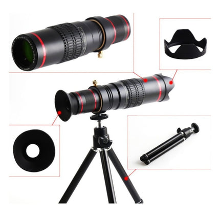 Universal 22X Zoom Telescope Telephoto Camera Lens with Tripod Mount & Mobile Phone Clip, For iPhone, Galaxy, Huawei, Xiaomi, LG, HTC and Other Smart Phones(Black)-garmade.com