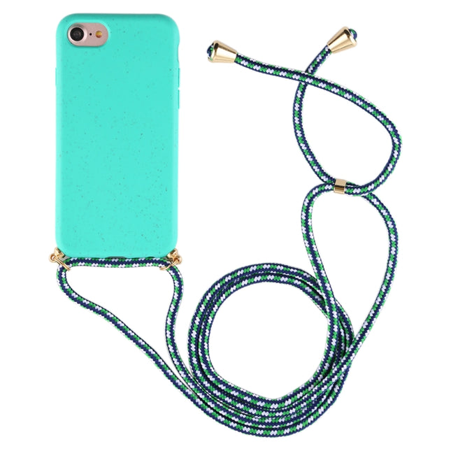 For iPhone SE 2020 / 8 / 7 TPU Anti-Fall Mobile Phone Case With Lanyard(Blue)-garmade.com