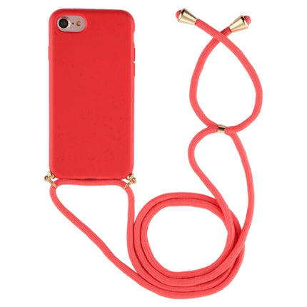 For iPhone SE 2020 / 8 / 7 TPU Anti-Fall Mobile Phone Case With Lanyard(Red)-garmade.com