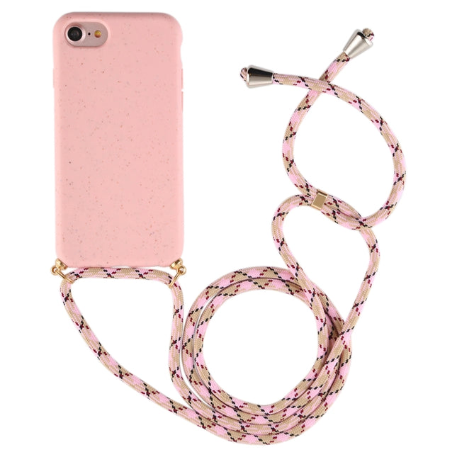 For iPhone SE 2020 / 8 / 7 TPU Anti-Fall Mobile Phone Case With Lanyard(Rose Gold)-garmade.com