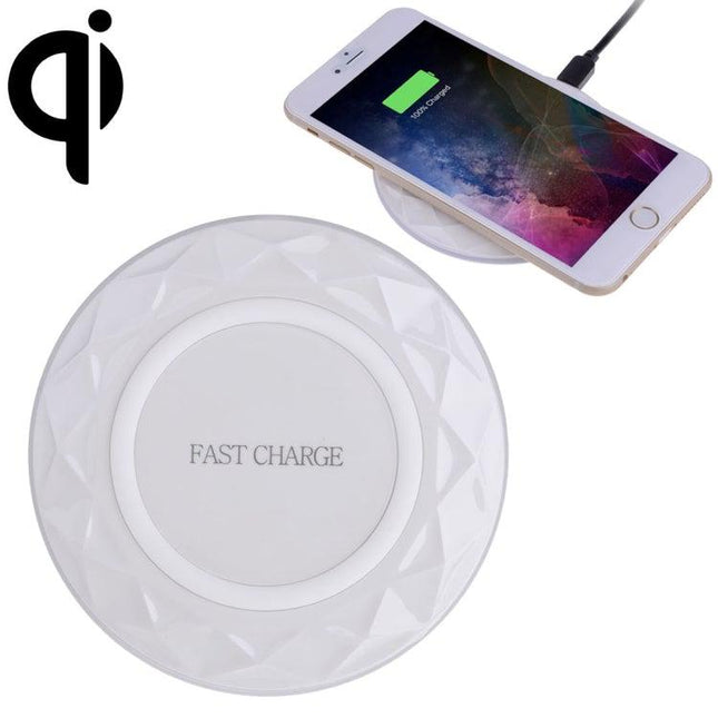DC5V Input Diamond Qi Standard Fast Charging Wireless Charger, Cable Length: 1m(White)-garmade.com