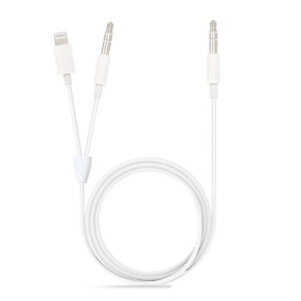 MH030 1m 2 in 1 8 Pin Male & 3.5mm Male to 3.5mm Male AUX Audio Cable For iPhone, iPad, Samsung, Huawei, Xiaomi, HTC-garmade.com