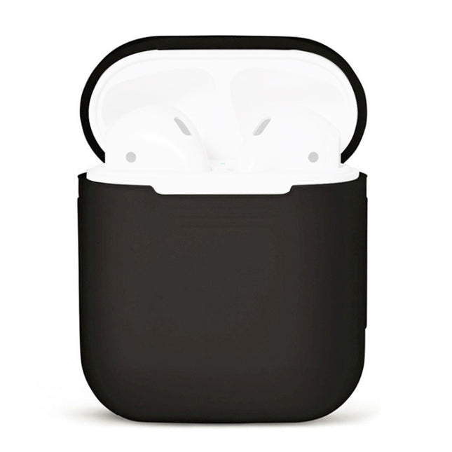 Portable Wireless Bluetooth Earphone Silicone Protective Box Anti-lost Dropproof Storage Bag for Apple AirPods 1/2(Earphone is not Included)(Black)-garmade.com
