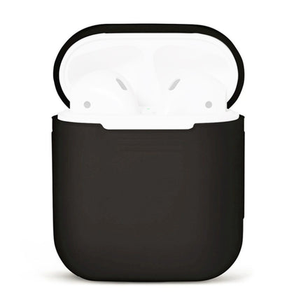 Portable Wireless Bluetooth Earphone Silicone Protective Box Anti-lost Dropproof Storage Bag for Apple AirPods 1/2(Earphone is not Included)(Black)-garmade.com