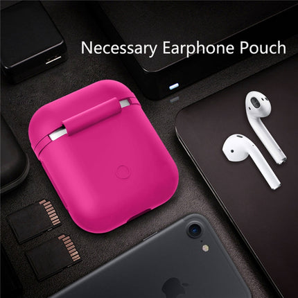 Portable Wireless Bluetooth Earphone Silicone Protective Box Anti-lost Dropproof Storage Bag for Apple AirPods 1/2(Earphone is not Included)(Magenta)-garmade.com