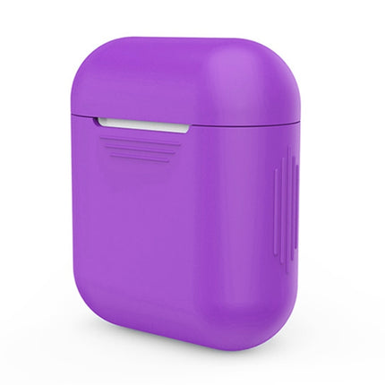 Portable Wireless Bluetooth Earphone Silicone Protective Box Anti-lost Dropproof Storage Bag for Apple AirPods 1/2(Earphone is not Included)(Purple)-garmade.com