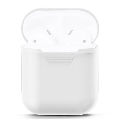 Portable Wireless Bluetooth Earphone Silicone Protective Box Anti-lost Dropproof Storage Bag for Apple AirPods 1/2(Earphone is not Included)(White)-garmade.com