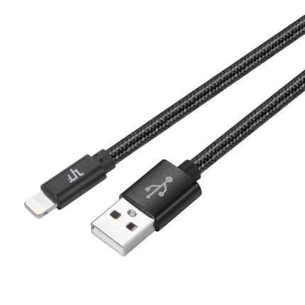 YF-MX02 1m 2.4A MFI Certificated 8 Pin to USB Nylon Weave Style Data Sync Charging Cable(Black)-garmade.com