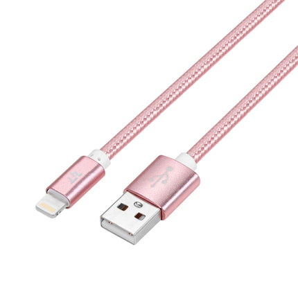 YF-MX02 1m 2.4A MFI Certificated 8 Pin to USB Nylon Weave Style Data Sync Charging Cable(Rose Gold)-garmade.com