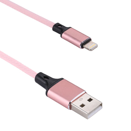 1m 2A USB to 8 Pin Nylon Weave Style Data Sync Charging Cable(Pink)-garmade.com