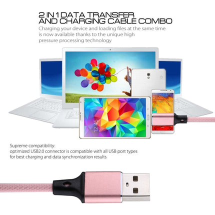 1m 2A USB to 8 Pin Nylon Weave Style Data Sync Charging Cable(Pink)-garmade.com