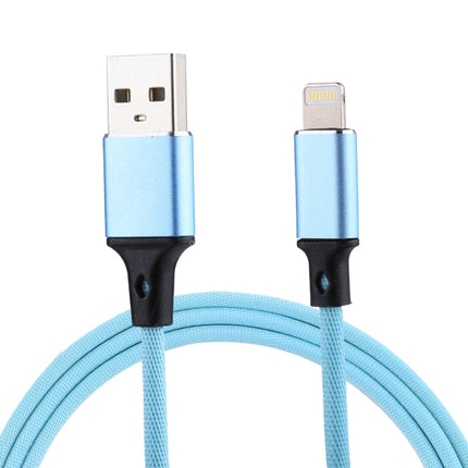 1m 2A USB to 8 Pin Nylon Weave Style Data Sync Charging Cable(Blue)-garmade.com